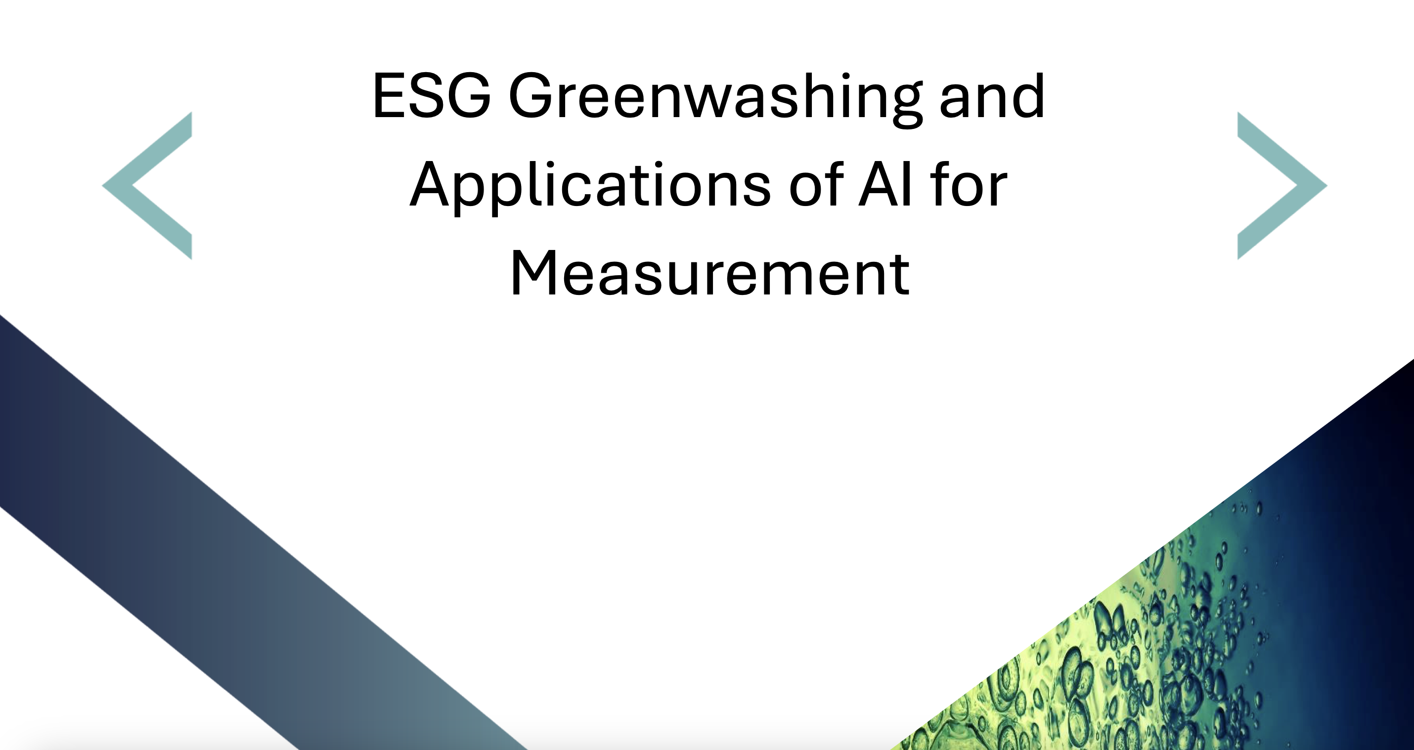 ESG Greenwashing And Applications of AI For Measurement