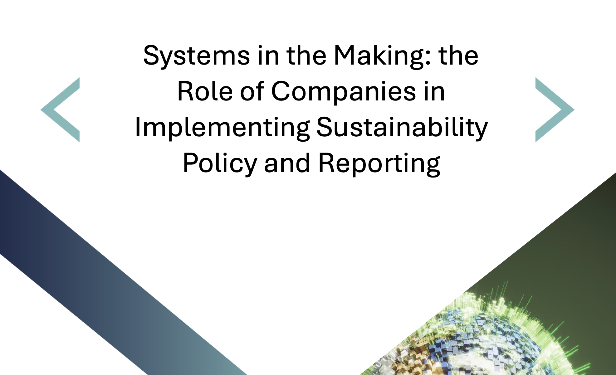 Systems in the Making: the Role of Companies in Implementing Sustainability Policy and Reporting
